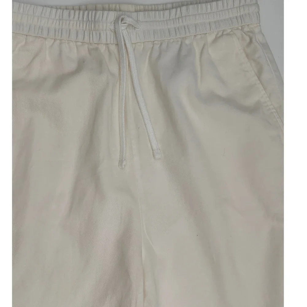 COS Off White Cotton Linen Blend Relaxed Drawstring Tapered Pants Womens Size 6